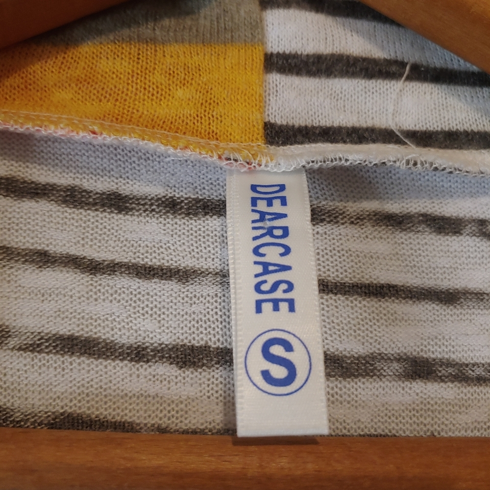 Dearcase Cardigan Womens Size Small 3/4 Sleeve Open Waterfall Front Striped - Picture 3 of 6